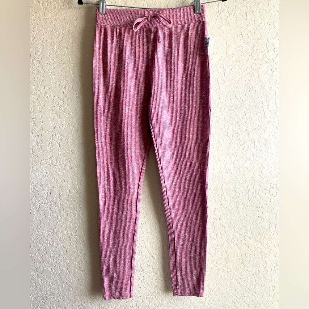 Gymshark Slounge Ribbed Jogger Leggings in Plum Marl ~ Small